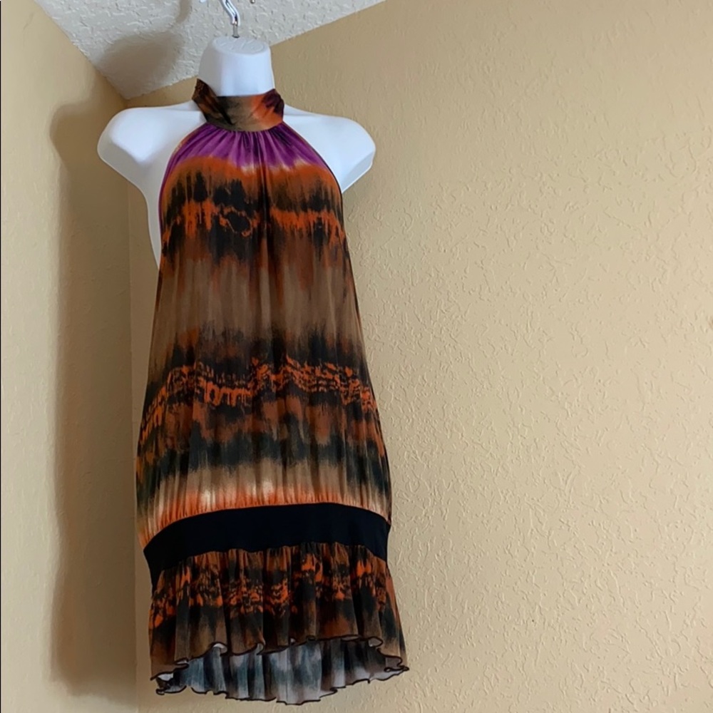 Backstage Halter Tunic Abstract BOHO Cutout Collar